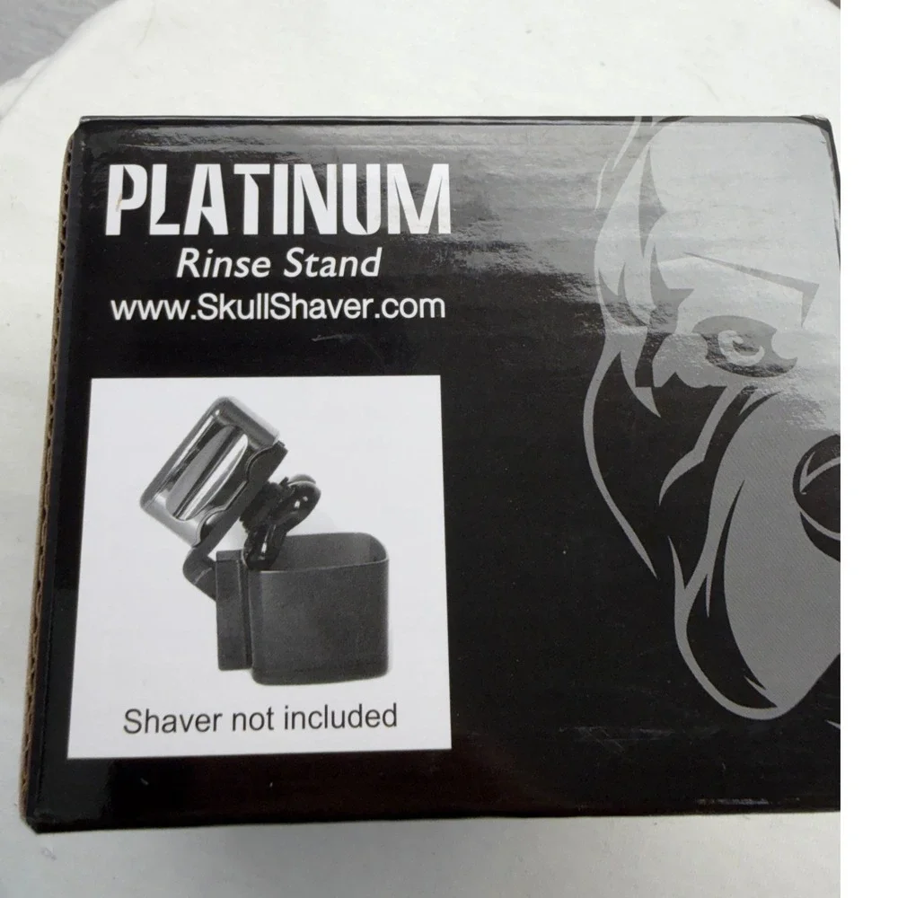 Skull Shaver Platinum Rinse Stand Black Cleaning Station for Rotary Shavers NEW